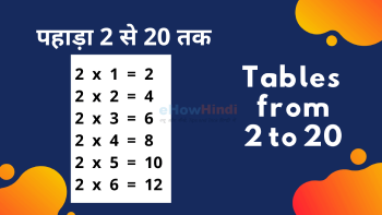 Pahada 2 se 20 tak - Tables from 2 to 20